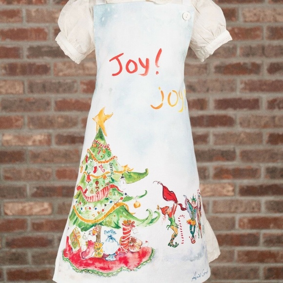 April Cornell Kid's Apron Christmas Elves O/S NWT - Picture 2 of 2